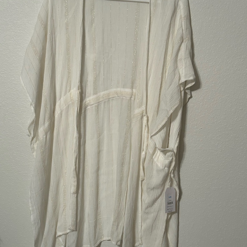 Time and Tru White and Gold Swim Coverup